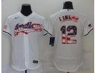 Nike Cleveland Indians #12 Francisco Lindor White USA Flag Fashion Flexbase Jersey