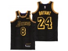 Los Angeles Lakers #8/24 Kobe Bryant Black City with Peach Heart 2 Gigi Bryant Patch Jersey