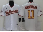 Nike Washington Nationals #11 Ryan Zimmerman White With Gold Number Cool Base Jersey