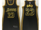 Los Angeles Lakers #23 Lebron James Black Woman Dress Jersey