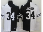 Oakland Raiders #34 Bo Jackson Black White Splite Jersey