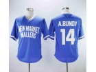 Al Bundy #14 New Market Mallers Blue Baseball Jersey