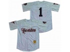 Houston Black Eagles #1 White Pinstripes Button Down Jersey