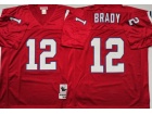 New England Patriots #12 Tom Brady Red Throwback Football Jerseys