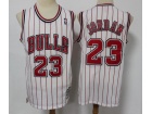 Chicago Bulls #23 Michael Jordan White Stripes Throwback Jersey