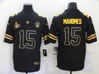 Kansas City Chiefs #15 Patrick Mahomes Black Golden Champion Vapor Limited Jersey