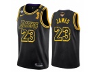 Los Angeles Lakers #23 LeBron James Black City with Gigi-Finals-Champions 3 Patches Jersey