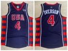 Team USA #4 Allen Iverson Blue 2004 Basketball Jerseys