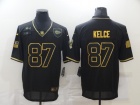 Kansas City Chiefs #87 Travis Kelce Black with Golden Name Salute to Service Limited Jersey