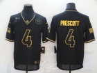 Dallas Cowboys #4 Dak Prescott Black with Golden Name Salute to Service Limited Jersey