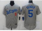 Nike Los Angeles Dodgers #5 Corey Seager Grey Los Angeles Flexbase Jersey