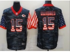 Kansas City Chiefs #15 Patrick Mahomes Camo USA Flag Fashion Jersey