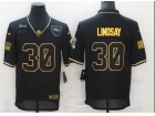 Denver Broncos #30 Phillip Lindsay Black with Golden Number Salute to Service Limited Jersey