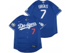 Nike Los Angeles Dodgers #7 Julio Urias Blue with 2020 Word Series Patch Flexbase Jersey