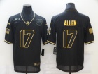 Buffalo Bills #17 Josh Allen Black with Golden Name Salute to Service Limited Jersey