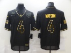 Houston Texans #4 Deshaun Waston Black with Golden Name Salute to Service Limited Jersey