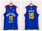 Jordan Denver Nuggets #15 Nikola Jokic Blue Mile High City Jersey