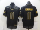 New England Patriots #11 Julian Edelman Black with Golden Name Limited Jersey