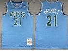 Minnesota Timberwolves #21 Kevin Garnett Light Blue Throwback Jerseys