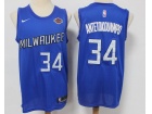 Milwaukee Bucks #34 Giannis Antetokounmpo Blue Jersey