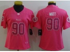 Woman Pittsburgh Steelers #90 Watt Pink Limited Jersey