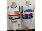 Denver Nuggets# 55 Dikembe Mutombo White Rainbow Throwback Jersey