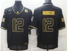 Green Bay Packers #12 Aaron Rodgers Black Golden Anthracite Limited Jersey