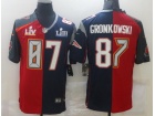 Tampa Bay Buccaneers X New England Patriots #87 Rob Gronkowski Red/Blue Split With Superbowl Limited Jersey