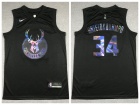 Nike Milwaukee Bucks #34 Giannis Antetokounmpo 2021 HWC Iridescent Black Jersey