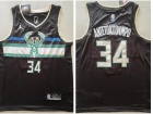 Jordan Milwaukee Bucks #34 Giannis Antetokounmpo Black Jersey