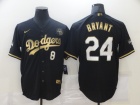 Nike Los Angeles Dodgers #8/24 Kobe Bryant Black With Golden Number Cool Base Jersey