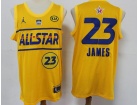 Jordan Los Angeles Lakers #23 Lebron James Yellow 2021 All Star Jersey