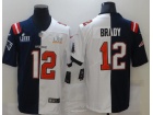 New England Patriots #12 Tom Brady Blue/White Split With Superbowl Limited Jersey