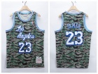 Los Angeles Lakers #23 Lebron James Green Tiger Camo Hardwood Classics Jersey