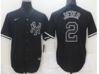 New York Yankees #2 Derek Jeter Black Light Out Jersey