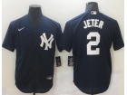 Nike New York Yankees #2 Derek Jeter Blue Cool Base Jersey