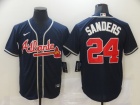 Nike Atlanta Braves #24 Deion Sanders Navy Blue Cool Base Jersey