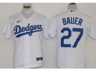 Nike Los Angeles Dodgers #27 Trevor Bauer White Cool Base Jerseys