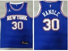 Jordan New York Knicks #30 Julius Randle Blue With White Number Jersey