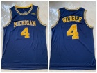 Michigan Wolverines #4 Chirs Webber Navy Blue Basketball Jerseys