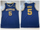 Michigan Wolverines #5 Jalen Rose Navy Blue Basketball Jerseys