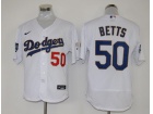 Nike Los Angeles Dodgers #50 Mookie Betts White/Gold 2021 Gold Program Flexbase Jersey