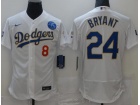 Nike Los Angeles Dodgers #8/24 Kobe Bryant White/Gold 2021 Gold Program Flexbase Jersey