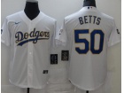 Nike Los Angeles Dodgers #50 Mookie Betts White/Gold 2021 Gold Program Cool Base Jersey