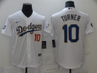 Nike Los Angeles Dodgers #10 Justin Turner 2021 White Gold Program Cool Base Jersey Number On Chest