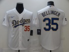 Nike Los Angeles Dodgers #35 Cody Bellinger 2021 White Gold Program Cool Base Jersey Number On Chest