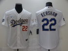 Nike Los Angeles Dodgers #22 Clayton Kershaw 2021 White Gold Program Cool Base Jersey Number On Ches...