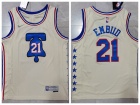 Nike Philadelphia 76ers #21 Joel Embiid Cream 2021 Earned Jersey