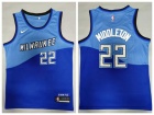 Nike Milwaukee Bucks #22 Khris Middleton Blue 2020-2021 City Jerseys