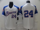 Nike Atlanta Braves #24 Deion Sanders White/Blue Pullover Jersey